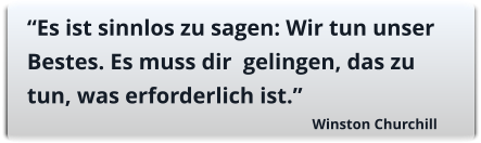 “Es ist sinnlos zu sagen: Wir tun unser Bestes. Es muss dir  gelingen, das zu tun, was erforderlich ist.”  Winston Churchill